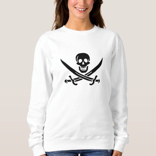 Sweatshirt Drapeau pirate crâne épées croisées (Devant)