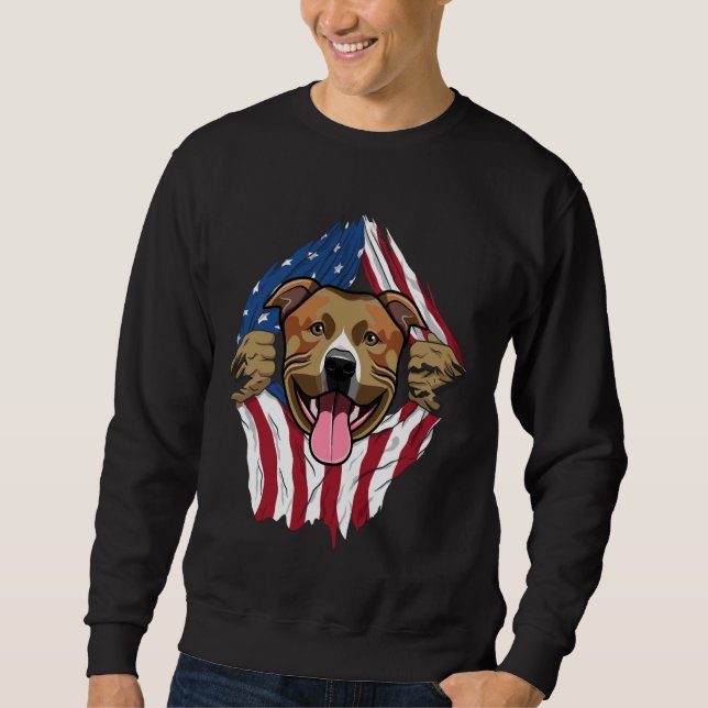 Sweatshirt Drapeau Pitbull américain (Devant)