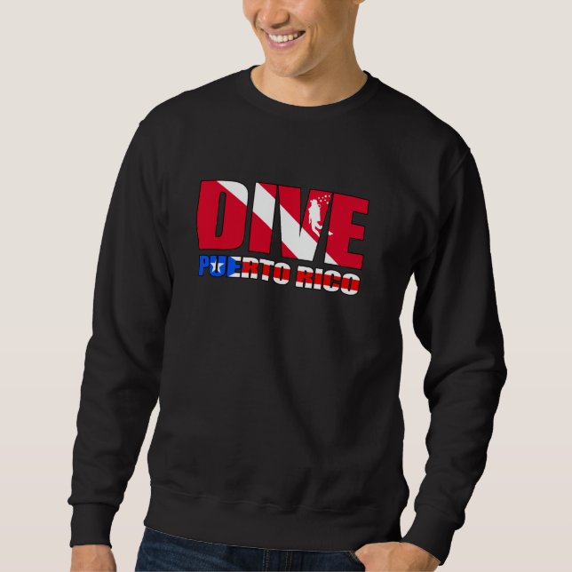 Sweatshirt Drapeau Porto Rico PR Drapeau Scuba Diver Design (Devant)