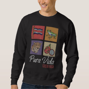 Sweatshirt Drapeau Pura Vida Costa Rica, Grenouille Tropicale