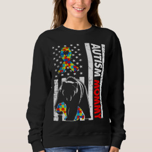 Sweatshirt Drapeau rétro américain Autisme maman ours sensibi