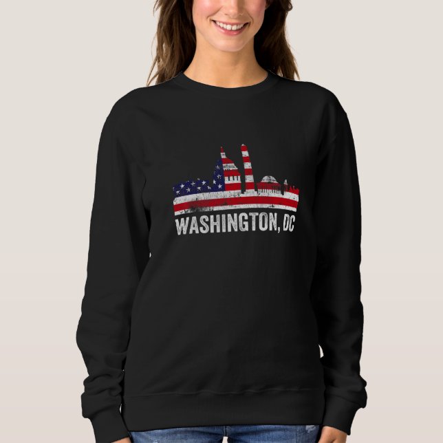 Sweatshirt Drapeau Retro Washington Dc Capitol Hill Usa Vinta (Devant)
