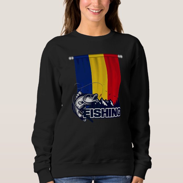 Sweatshirt Drapeau Roumanie Pêche En Roumanie (Devant)