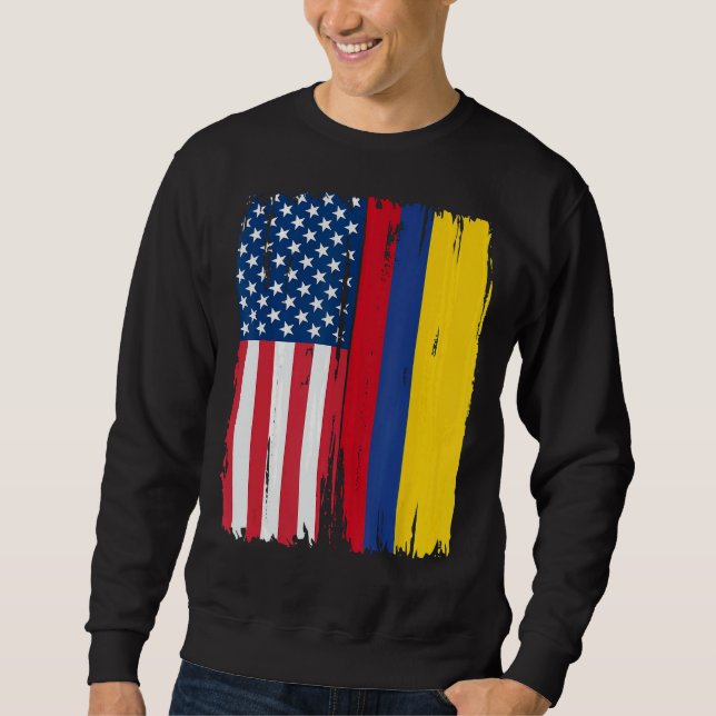 Sweatshirt Drapeau semi-américain Racines USA Colombie (Devant)