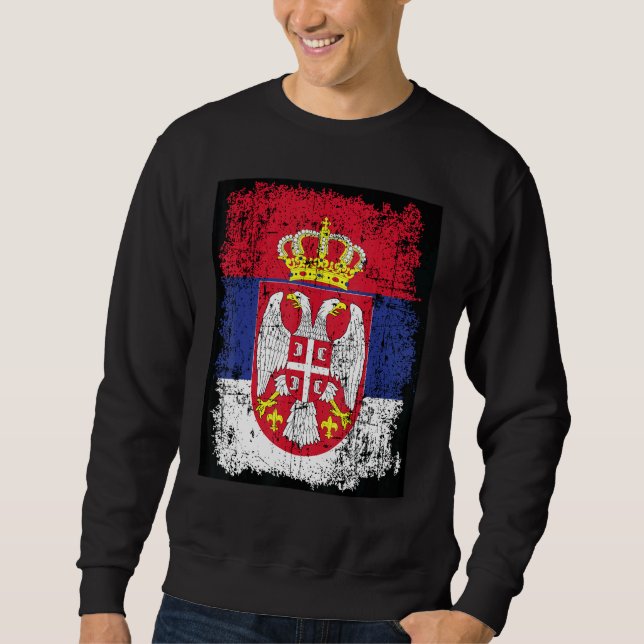 Sweatshirt Drapeau Serbe Drapeau Serbe Armoiries Aigle Serbie (Devant)