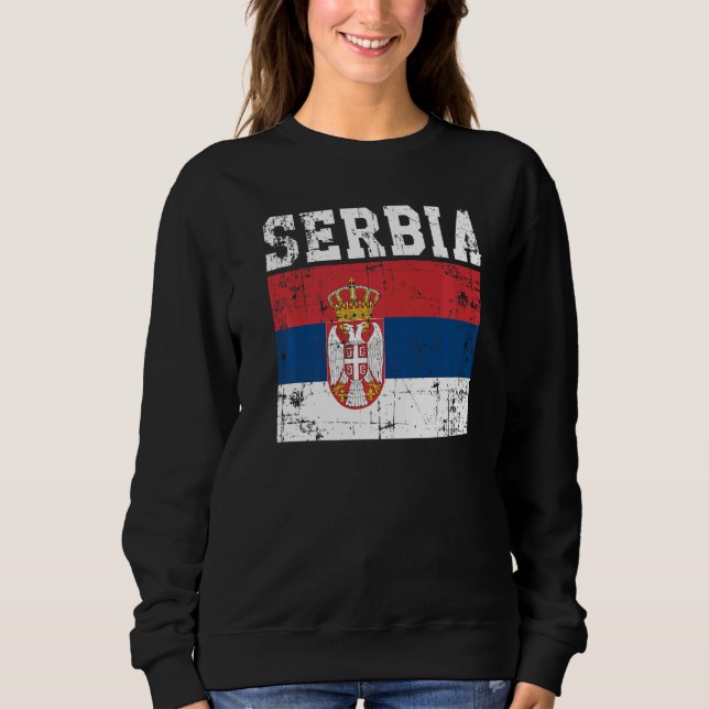 Sweatshirt Drapeau serbe Vintage rétrograde Racines serbes (Devant)