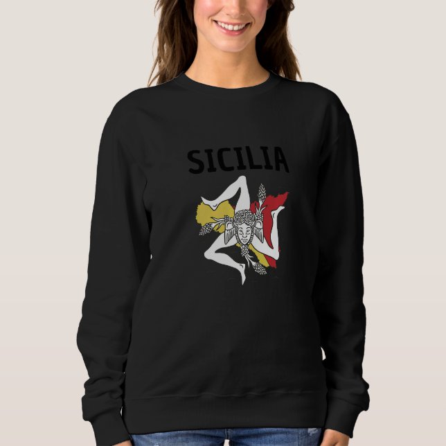 Sweatshirt Drapeau Sicile Sicile Palerme Italie  12 (Devant)