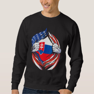 Sweatshirt Drapeau Slovaquie Américain Fier De Mon Héritage S