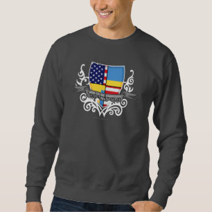 Sweatshirt Drapeau Suédois-Américain de bouclier