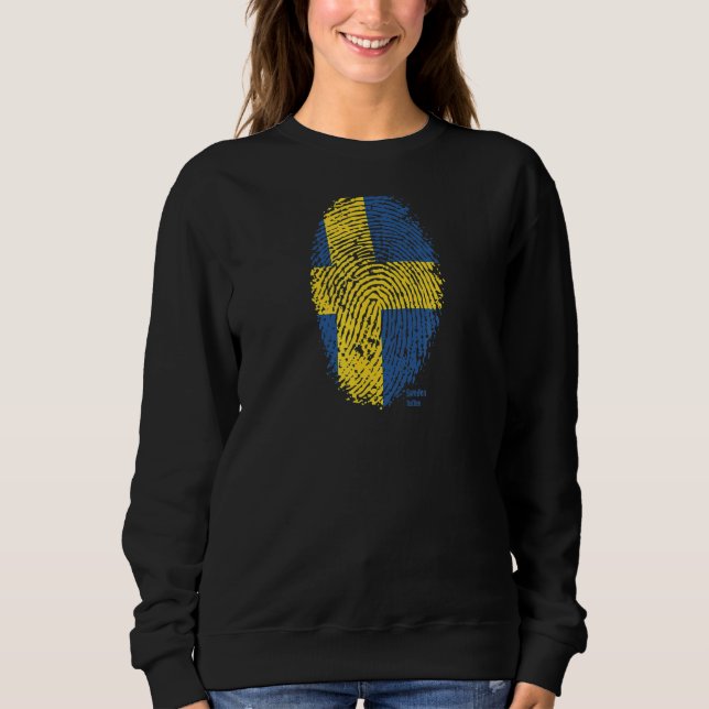 Sweatshirt Drapeau suédois sur empreinte numérique (Devant)