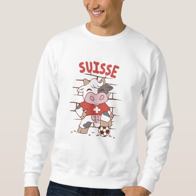 Sweatshirt Drapeau Suisse de football vaches (Devant)