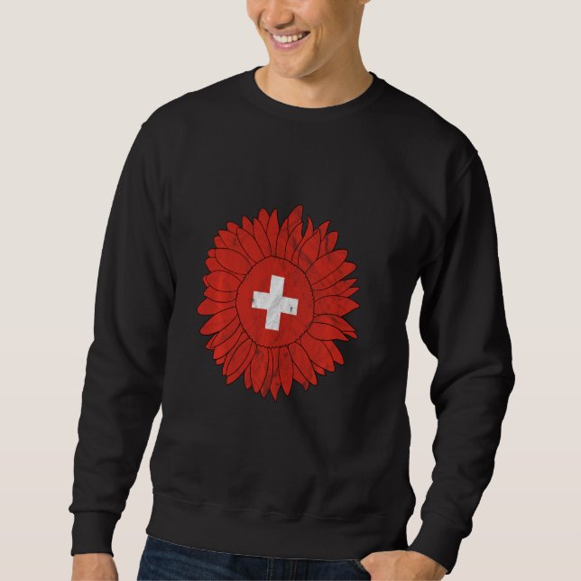 Sweatshirt Drapeau Suisse Tournesol Drapeau Suisse pour deux (Devant)