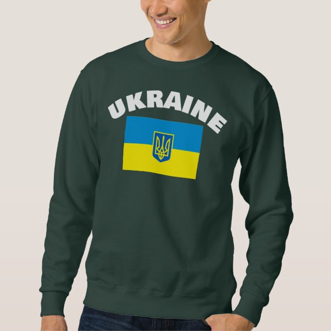 Sweatshirt Drapeau ukrainien avec Bouclier Tryzub (Devant)