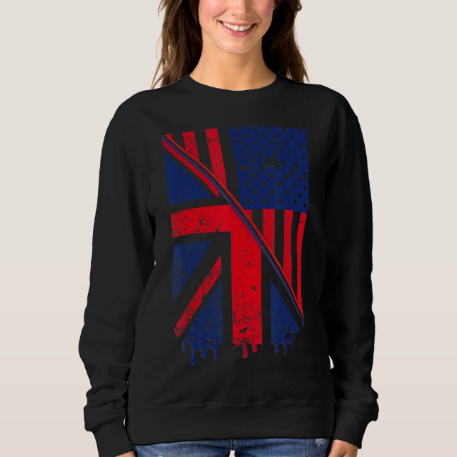 Sweatshirt Drapeau Union Jack & Américain Pour Les Expatriés  (Devant)