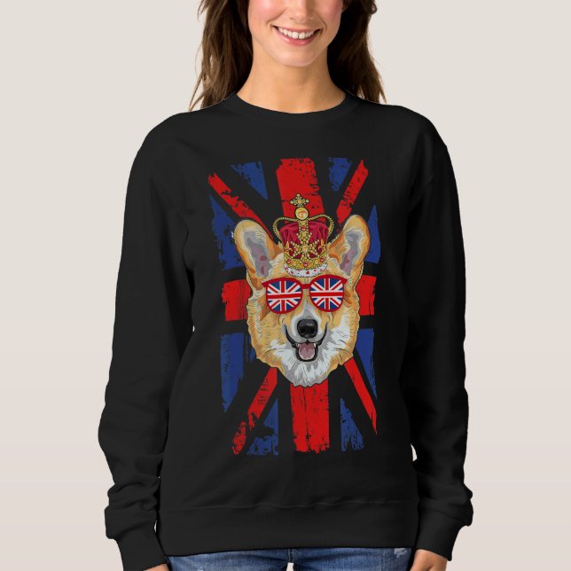 Sweatshirt Drapeau Union Jack Avec Corgi Pour Enfants Et Angl (Devant)