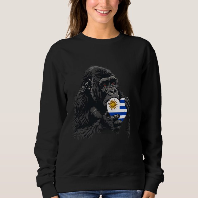 Sweatshirt Drapeau Uruguay Gorillla Cœur Fierté Uruguayenne U (Devant)