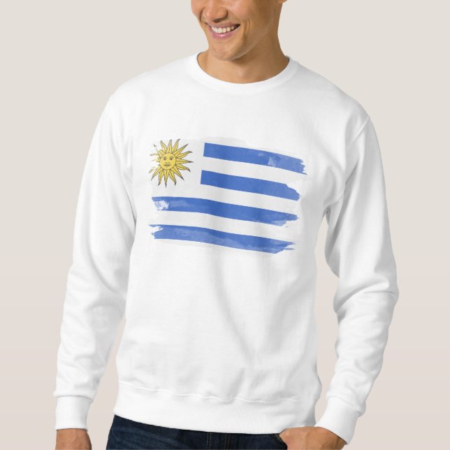Sweatshirt Drapeau uruguayen brosse trait, drapeau national (Devant)