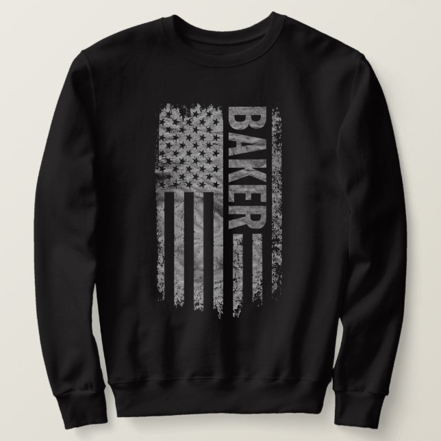 Sweatshirt Drapeau USA en détresse design Baker (Design devant)