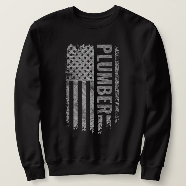 Sweatshirt Drapeau USA en détresse design Plombier (Design devant)