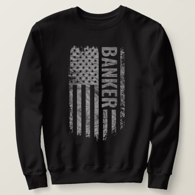 Sweatshirt Drapeau USA en détresse design pour banquier (Design devant)
