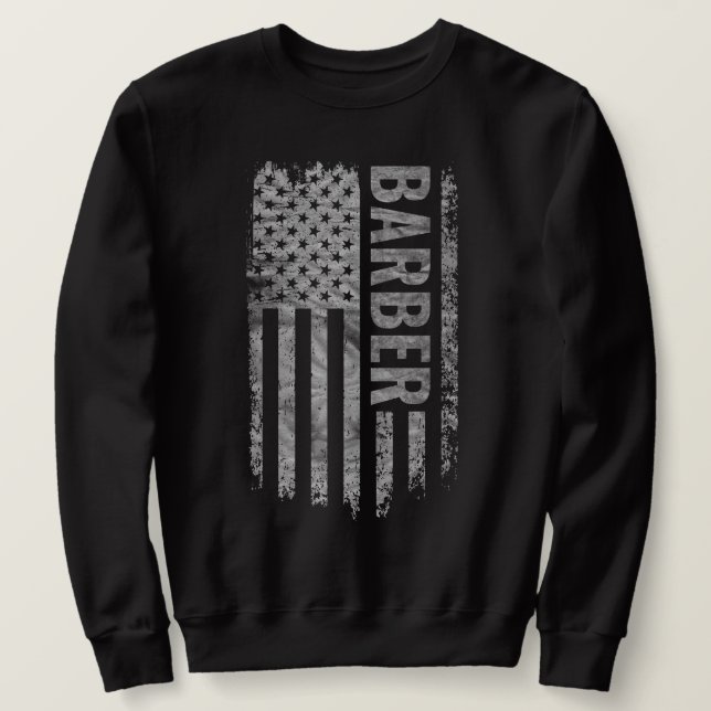 Sweatshirt Drapeau USA en détresse design pour barbier (Design devant)