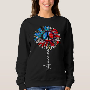 Sweatshirt Drapeau USA Liberté Américaine Tournesol de la Pai