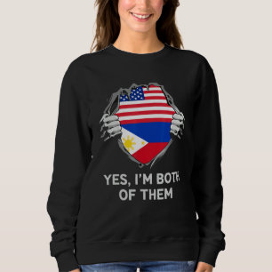 Sweatshirt Drapeau USA Philippines Mi-Américain Mi-Philippin