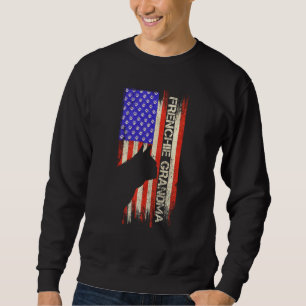 Sweatshirt Drapeau Usa Vintage Bouledogue Français Grand-mère