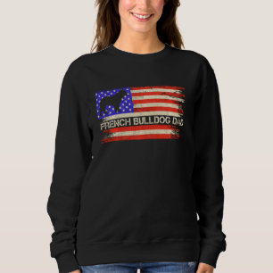 Sweatshirt Drapeau Usa Vintage Bouledogue Français Papa Chien