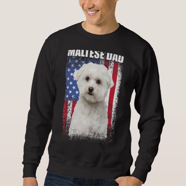 Sweatshirt Drapeau Vintage Américain Drapeau Maltais Papa Chi (Devant)