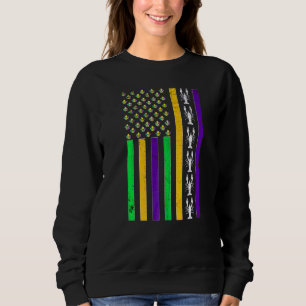 Sweatshirt Drapeau vintage américain Mardi Gras Crawfish M un