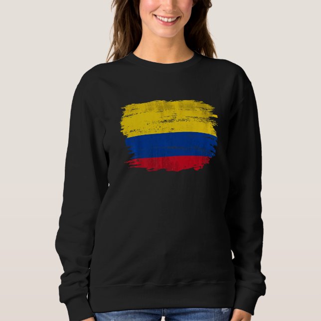 Sweatshirt Drapeau Vintage Colombie Pour Colombien (Devant)