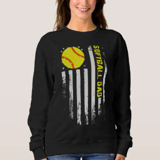 Sweatshirt Drapeau Vintage papa softball États-Unis Père Drap