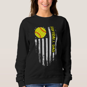Sweatshirt Drapeau Vintage papa softball États-Unis Père Drap
