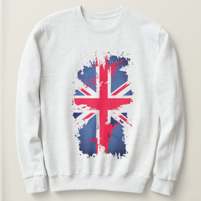 Sweatshirt Drapeau vintage Uk Rouge Bleu Blanc Union Jack (Design devant)