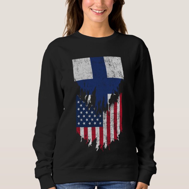 Sweatshirt Drapeaux américains finlandais arrachés Finlande (Devant)