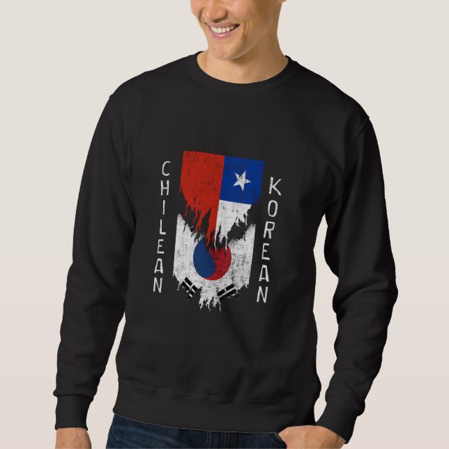 Sweatshirt Drapeaux chiliens coréens arrachés Chili Corée du  (Devant)