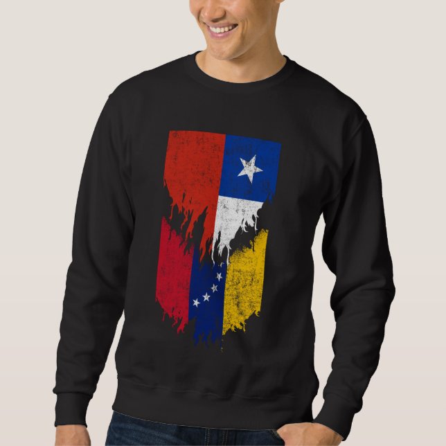 Sweatshirt Drapeaux chiliens vénézuéliens arrachés Chili Vene (Devant)