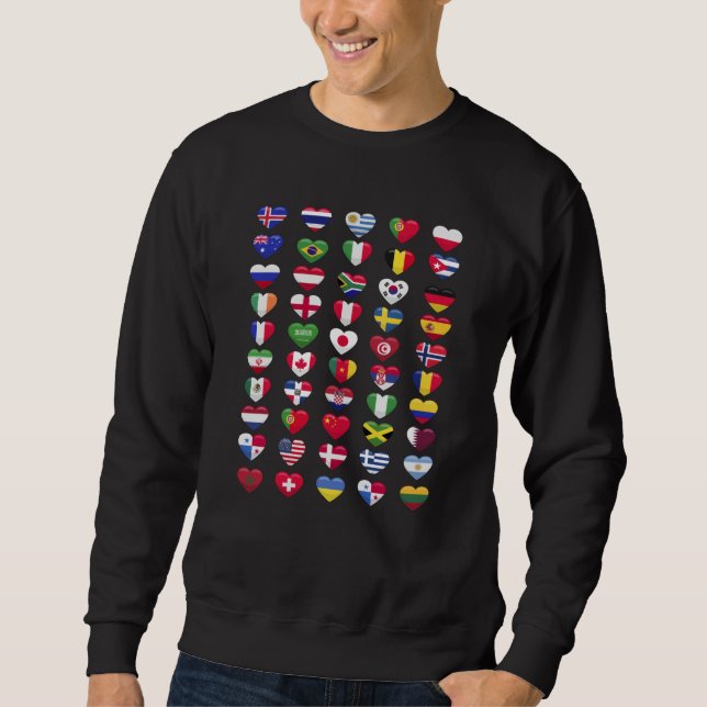 Sweatshirt Drapeaux de la forme cardiaque des pays (Devant)