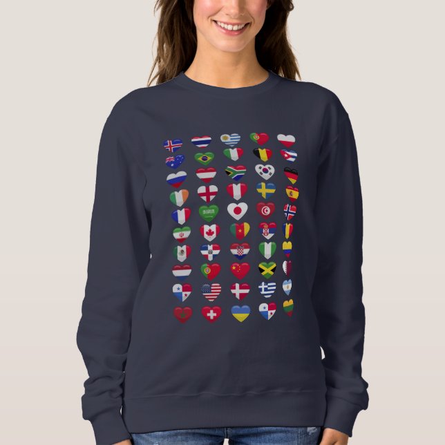 Sweatshirt Drapeaux de la forme cardiaque des pays (Devant)