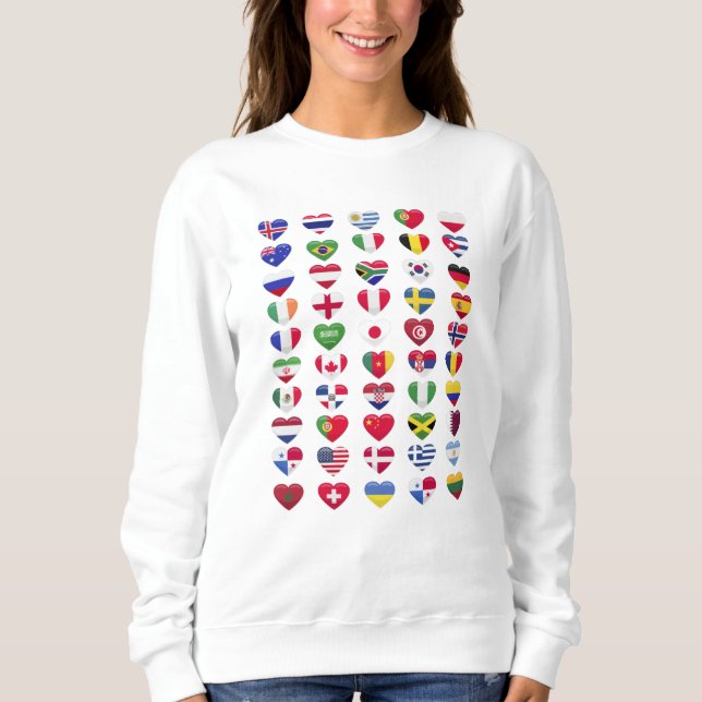 Sweatshirt Drapeaux de la forme cardiaque des pays (Devant)