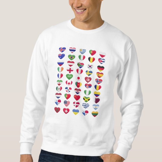 Sweatshirt Drapeaux de la forme cardiaque des pays (Devant)