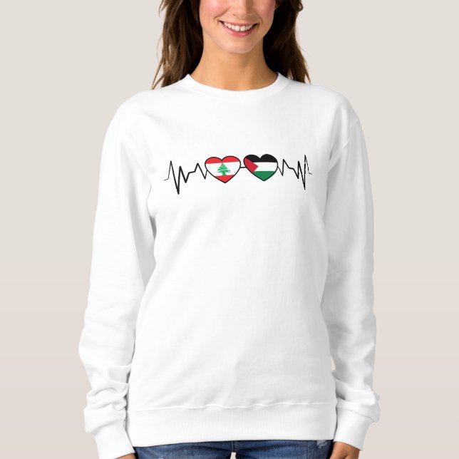 Sweatshirt Drapeaux de l'unité du Liban Palestine battement d (Devant)