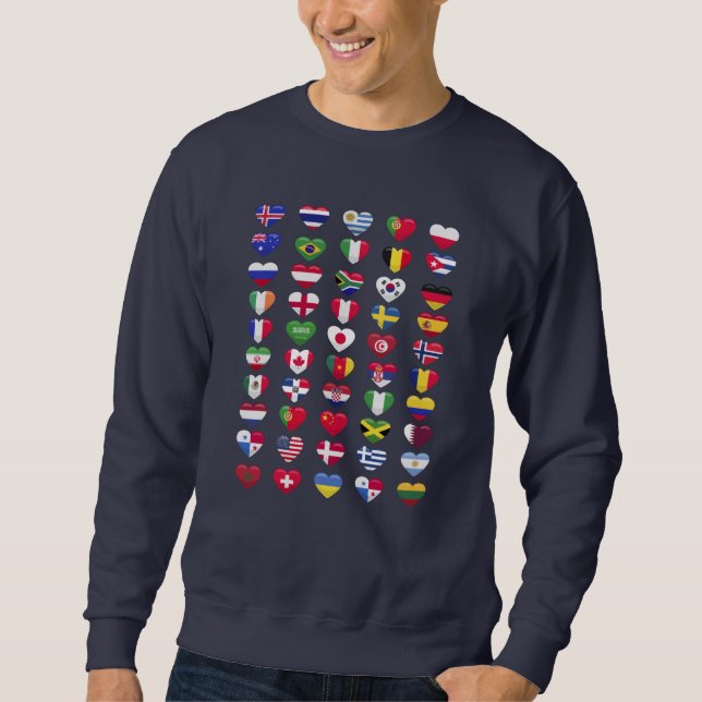 Sweatshirt Drapeaux des pays en forme de cœur (Devant)