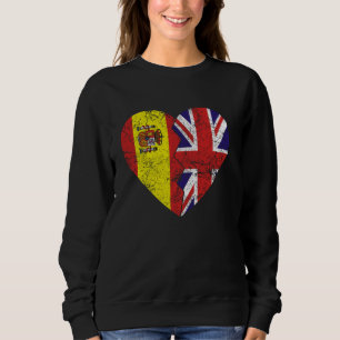 Sweatshirt Drapeaux espagnols britanniques Heart Espagne Roya