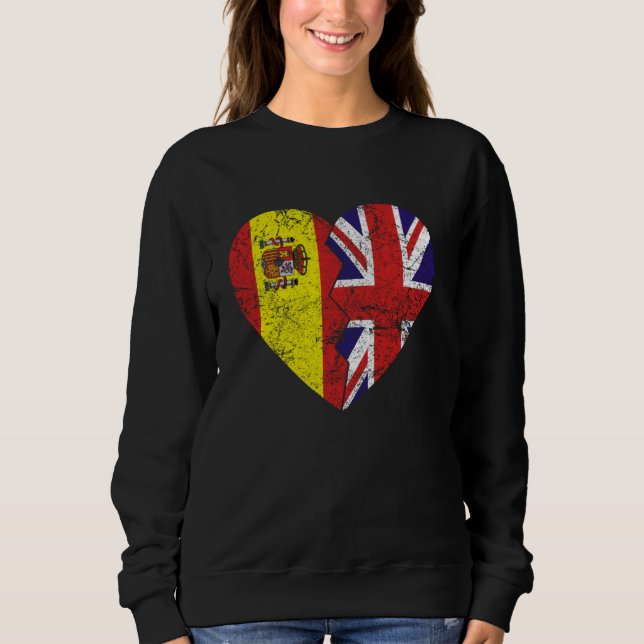 Sweatshirt Drapeaux espagnols britanniques Heart Espagne Roya (Devant)