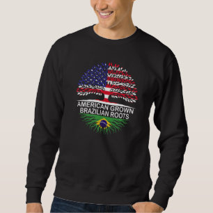 Sweatshirt Drapeaux États-Unis & Brésil Cultivé en Amérique R