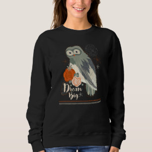 Sweatshirt Dream Big Wise Owl Bird Floral Folklore Embroidere