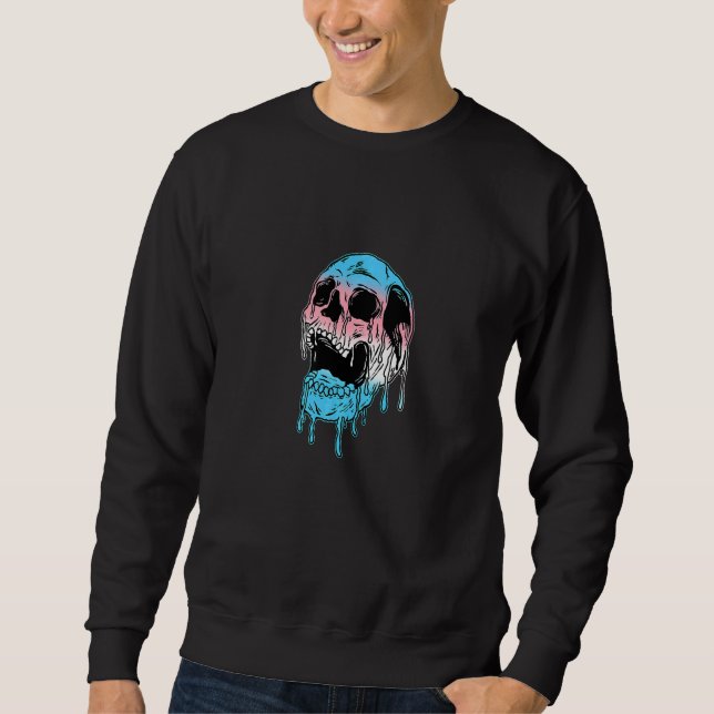 Sweatshirt Dripping Trans Pride Skull Transgender LGBT Premiu (Devant)