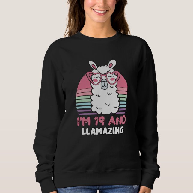 Sweatshirt Drôle Adorable Llama 19e Anniversaire Cadeau Pour  (Devant)